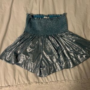 NWOT Queen of Sparkles Powder Blue Pebble Swing Shorts